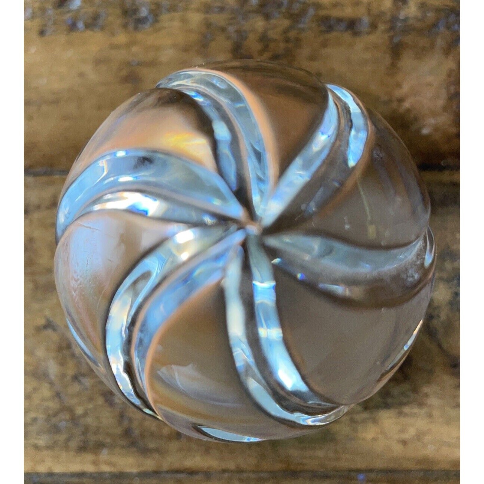Solid Crystal Egg w/ Swirls Paperweight 3.25 in Weight Is 1 Pound. Beautiful!