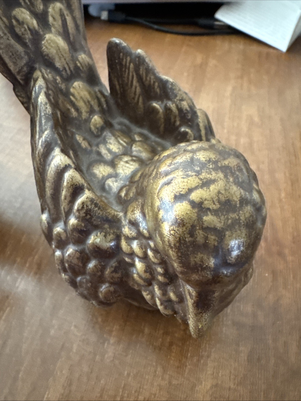 Vintage Gold Painted Ceramic Turtle Doves Pair Mid Century Modern