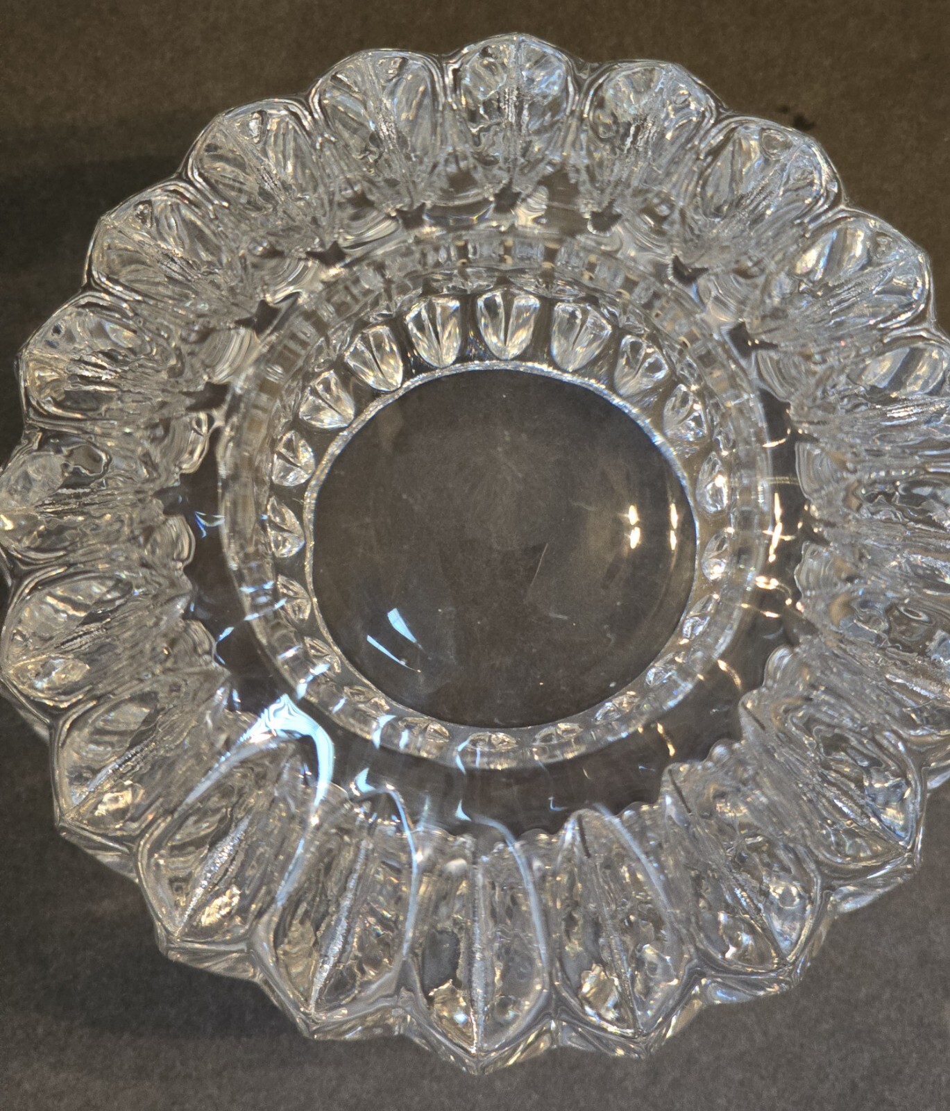 Teardrop Pressed Crystal Glass Votive Candle Holder Vase Silver Banded Elegance