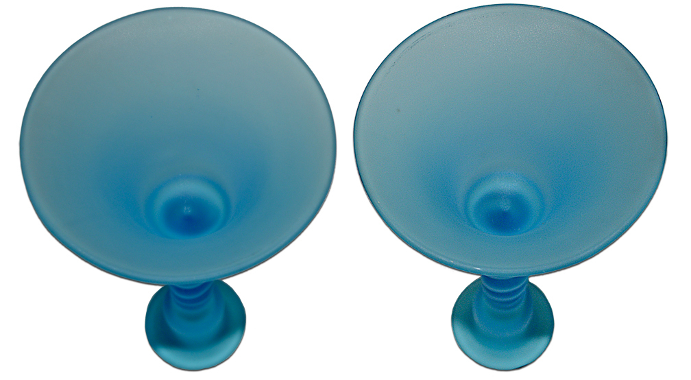 U.S. Glass / Tiffin Blue Satin Glass #315 Bell Shaped Candlesticks – AWESOME