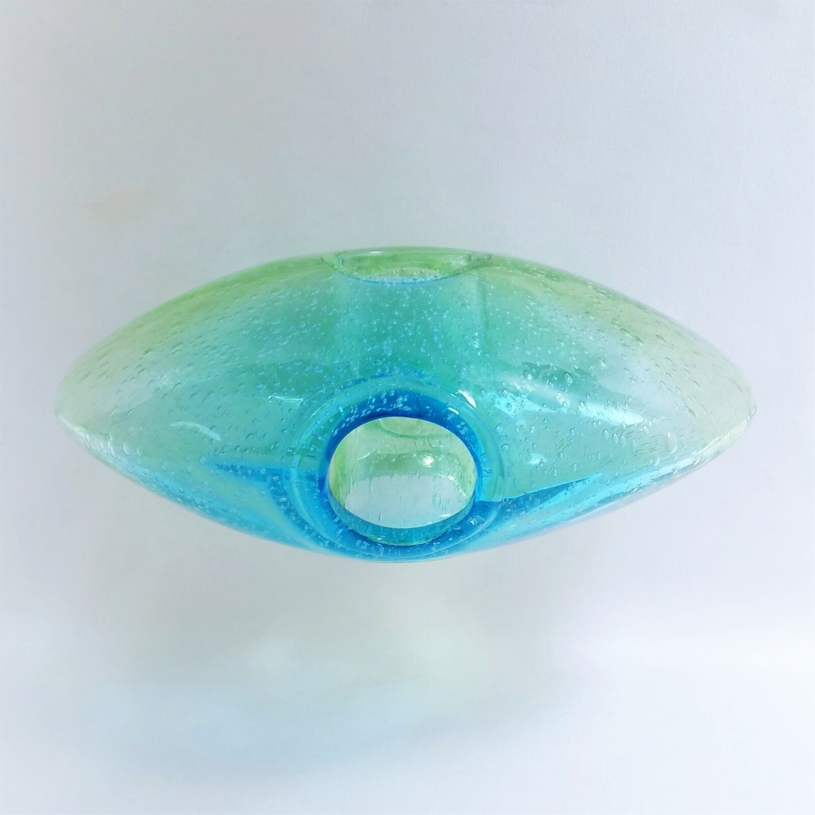 Vintage Vase Hand Blown Margies Garden Art Deco Bubble Glass Donut Hole