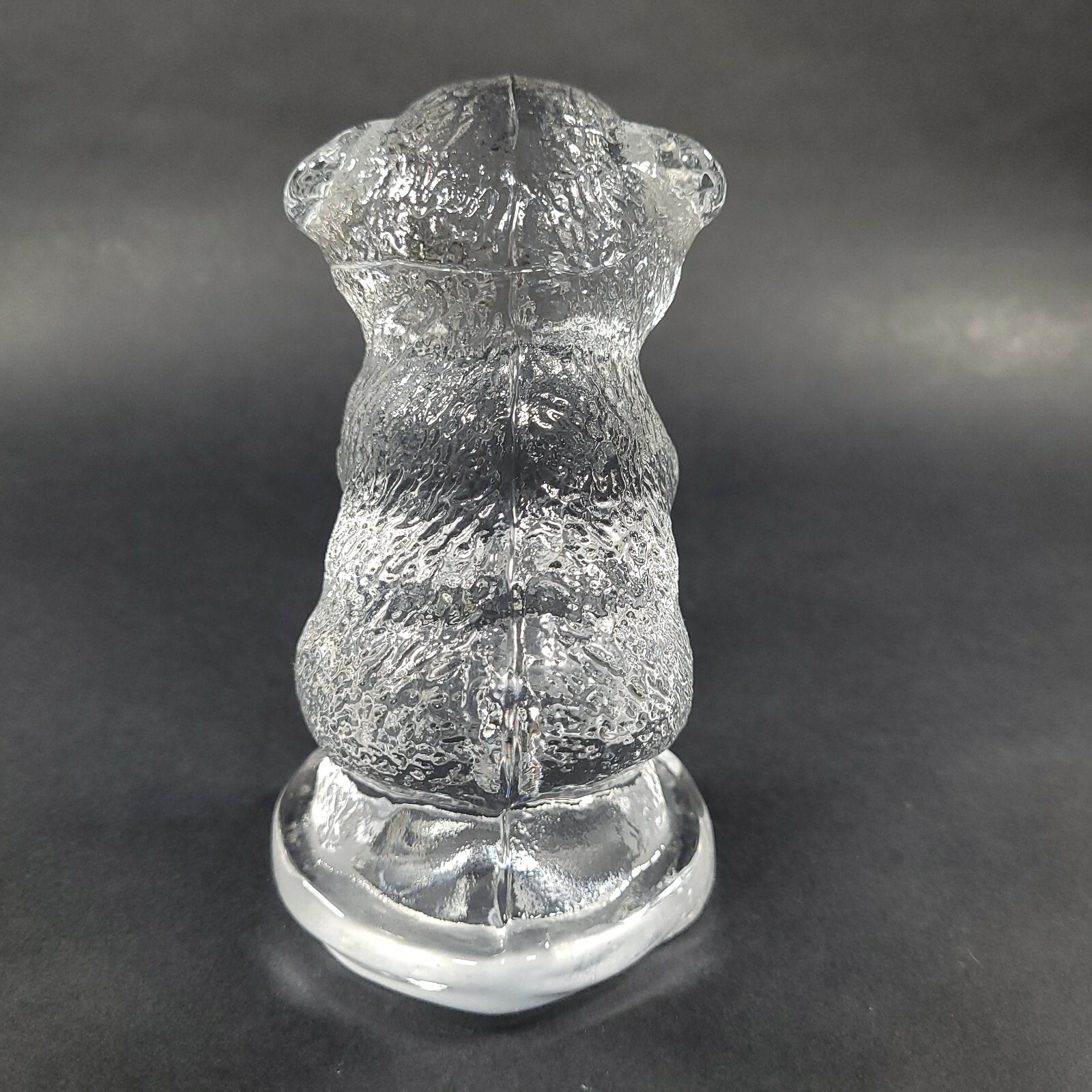 Clear Art Glass Bear Figurine Solid Clear Standing 4.75 in Tall Paperweight