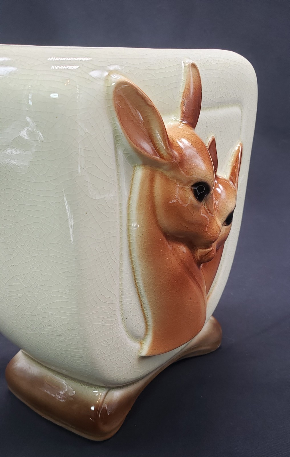 Royal Copley Deer Vase or Planter 1950’s Mid Century Deer & Fawn 6.5″ Cream