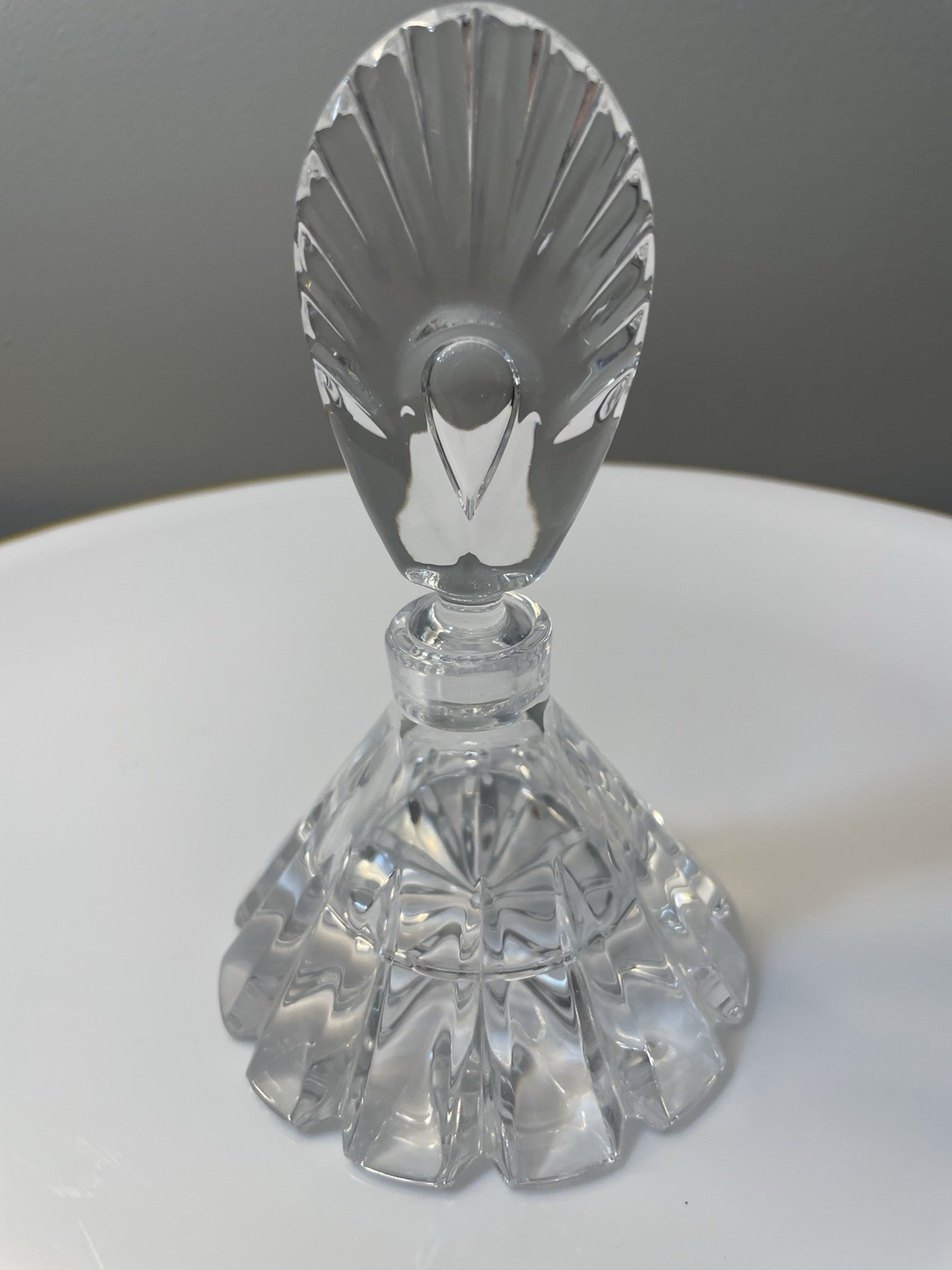 Mikasa Slovenia Gemini Crystal Perfume Bottle Glass Fan Stopper 5.5”