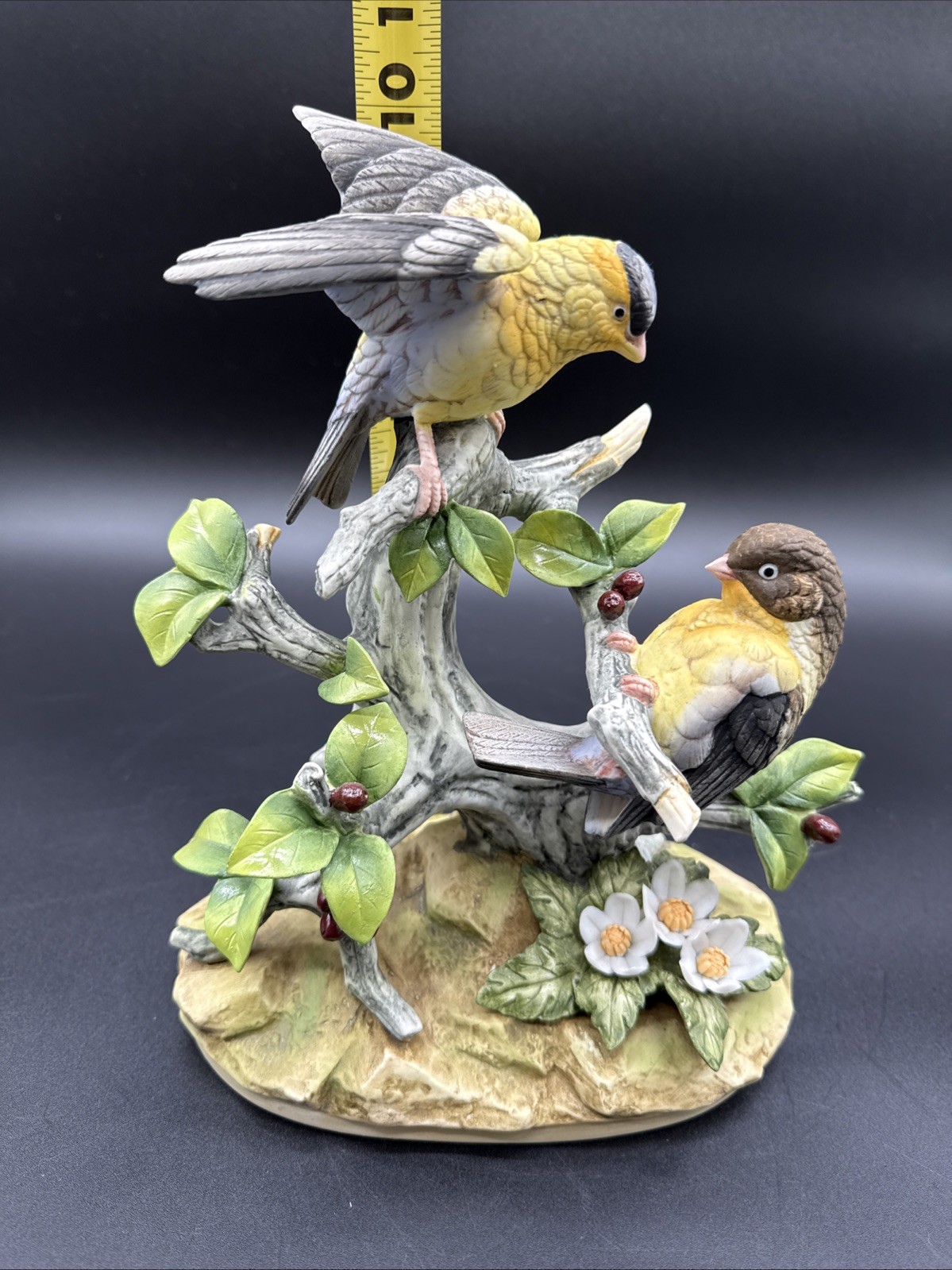 Andrea by Sadek Goldfinch porcelain bird figurine, hand painted, 11 in
