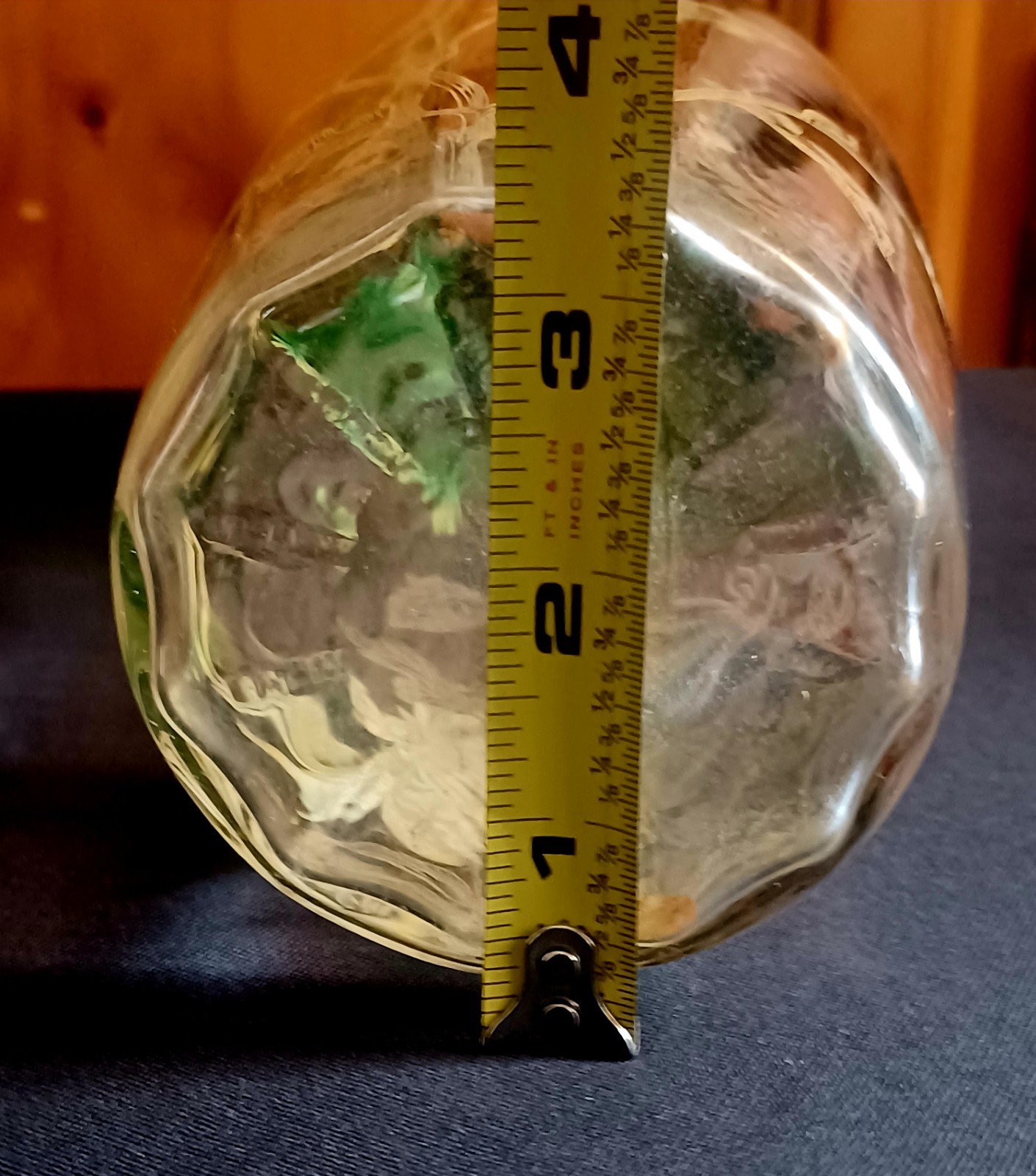 Antique Mont Joye / Legras Art Nouveau Enameled Green Glass Chrysanthemum Vase