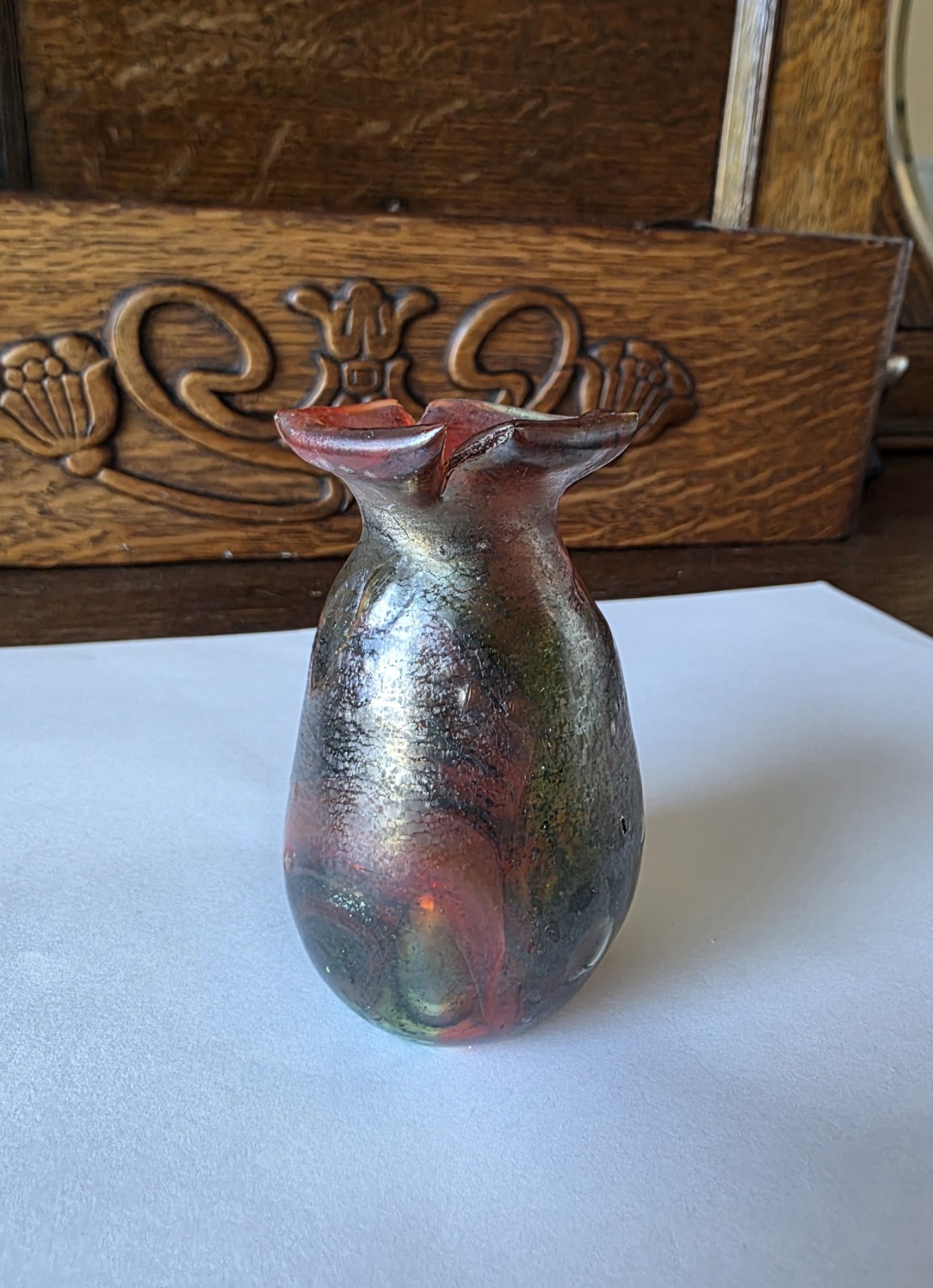 Santa Barbara Art Glass Vase, Gina Araujo, Iridescent Miniature