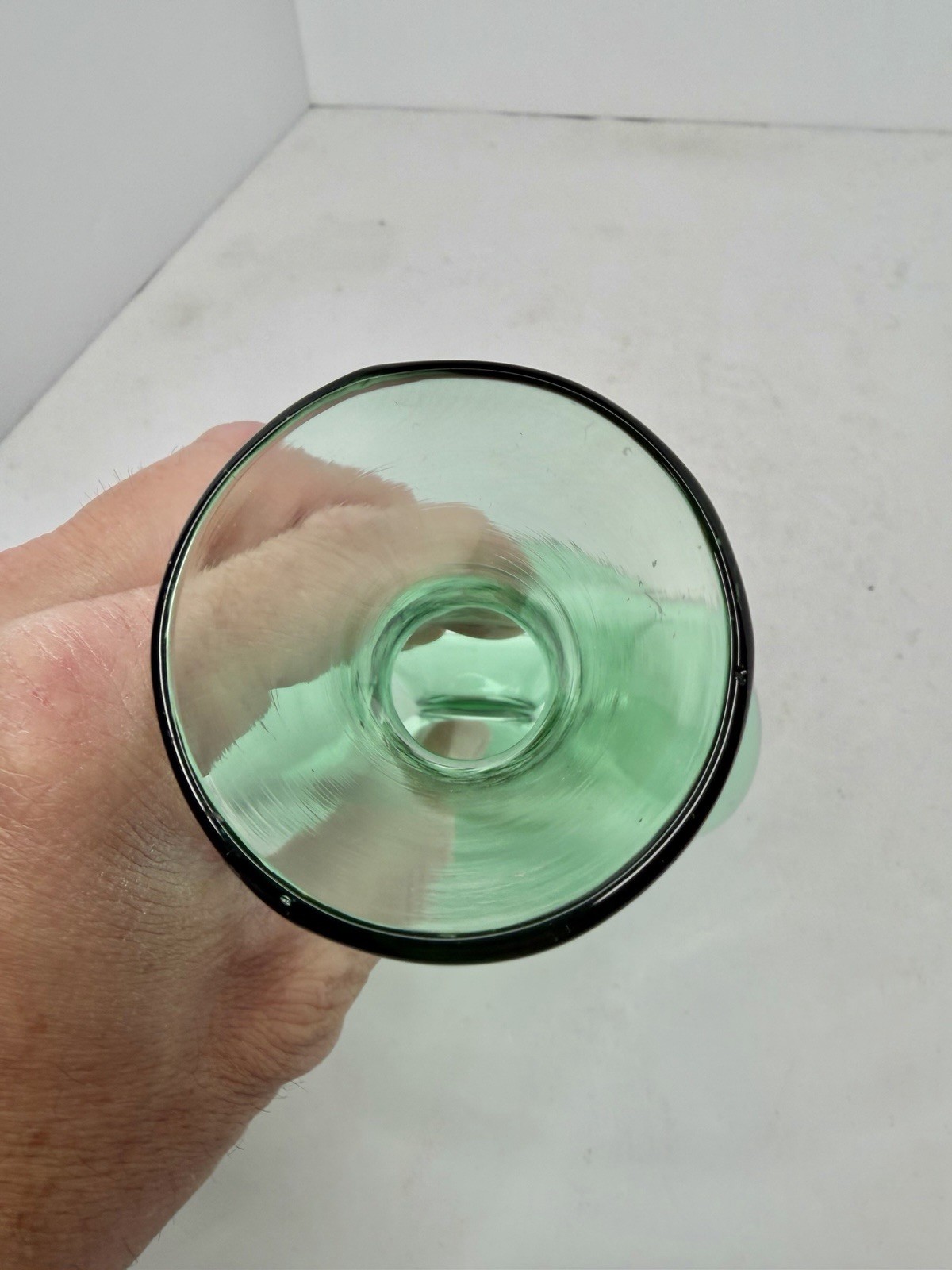 Vintage MCM Early Blenko Glass 441s Donut Vase In Sea Green 7.75” Stunning