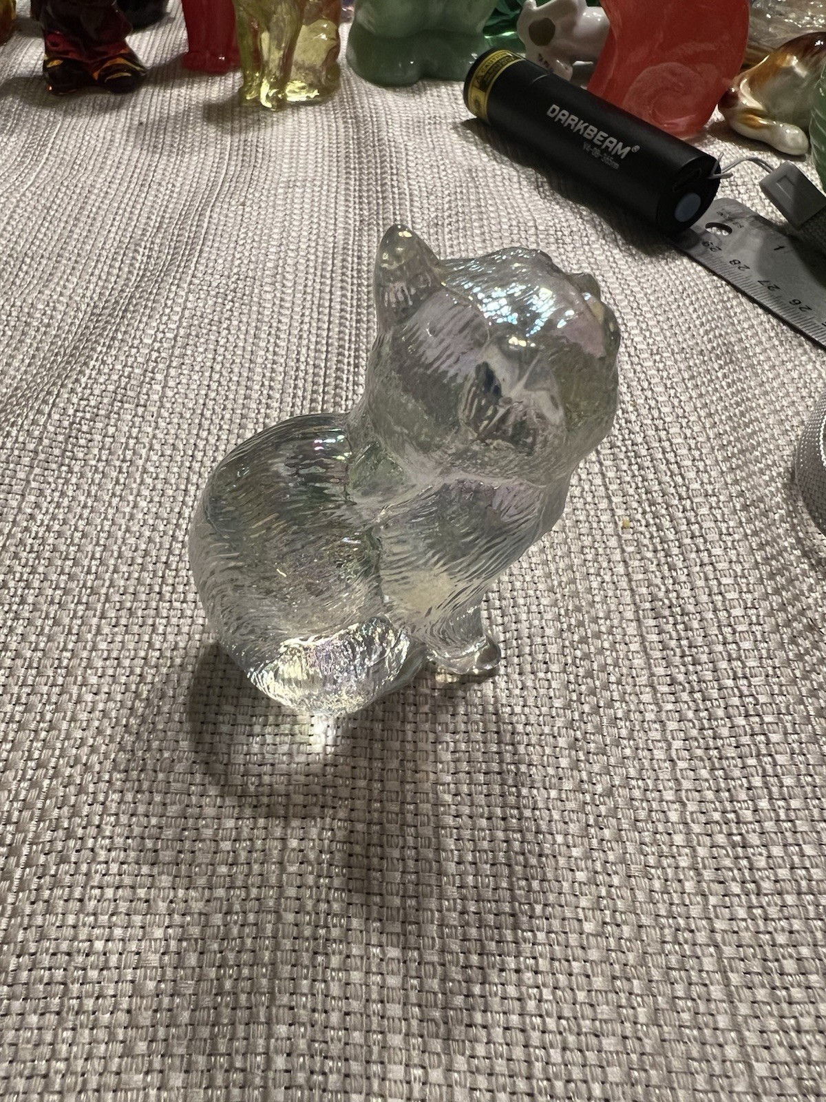 Mosser Clear Iridescent Glass Cat Figurine Animals Theme Decorative
