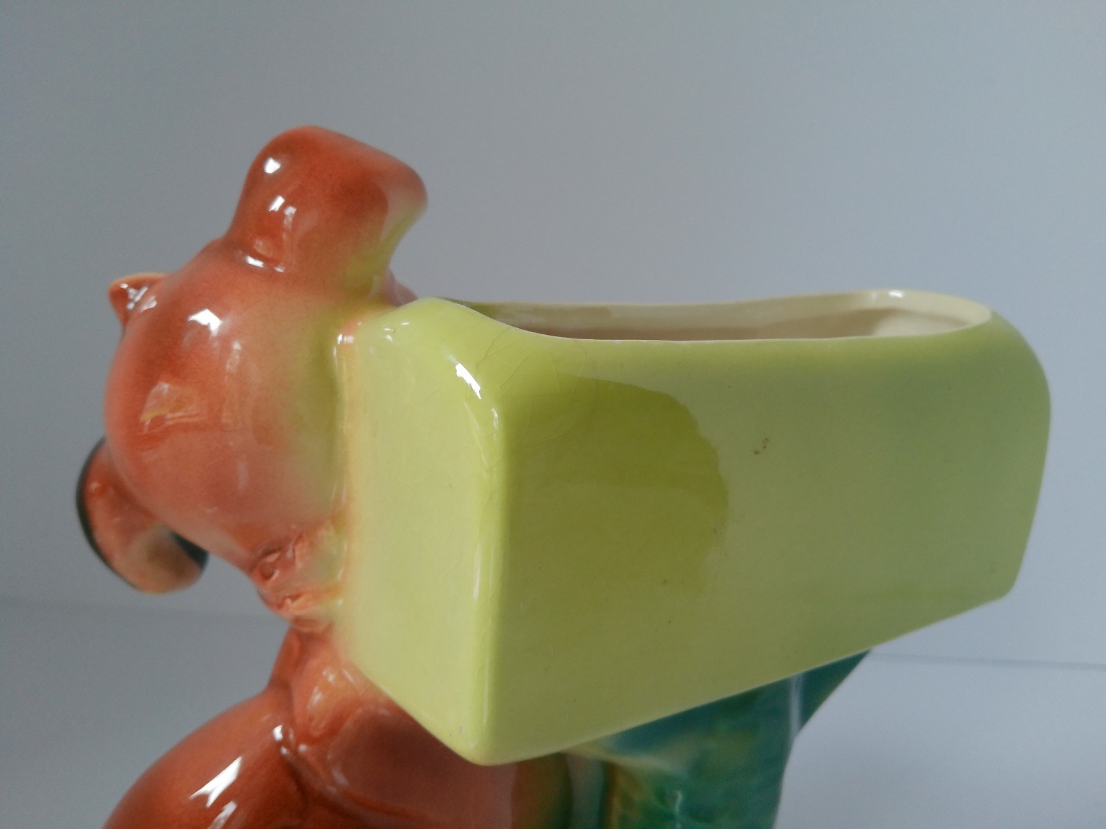 Vintage 1950’s Royal Copley Puppy DOG At Mailbox Flower Succulent Planter 8″
