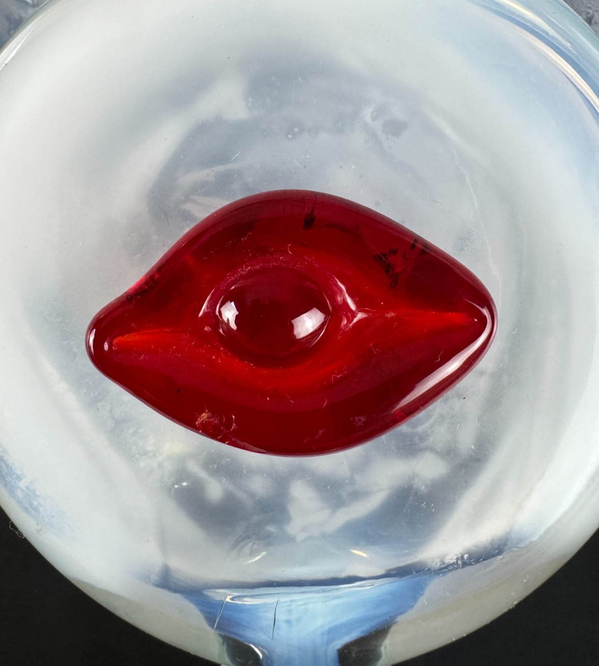 Rare Blenko Rialto Opalescent White Ruby Red Glass Decanter Wayne Husted 1960