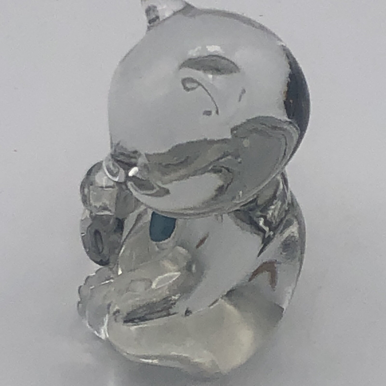 Fenton Clear Glass December Birthday Bear Topaz Heart Figurine Paperweight