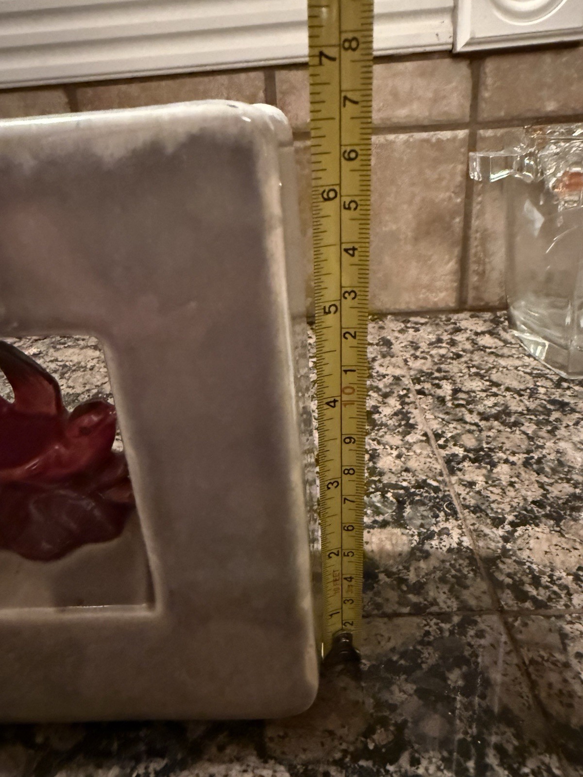 1950’s McCoy Arcature double shadow box square vase grey w/ red bird