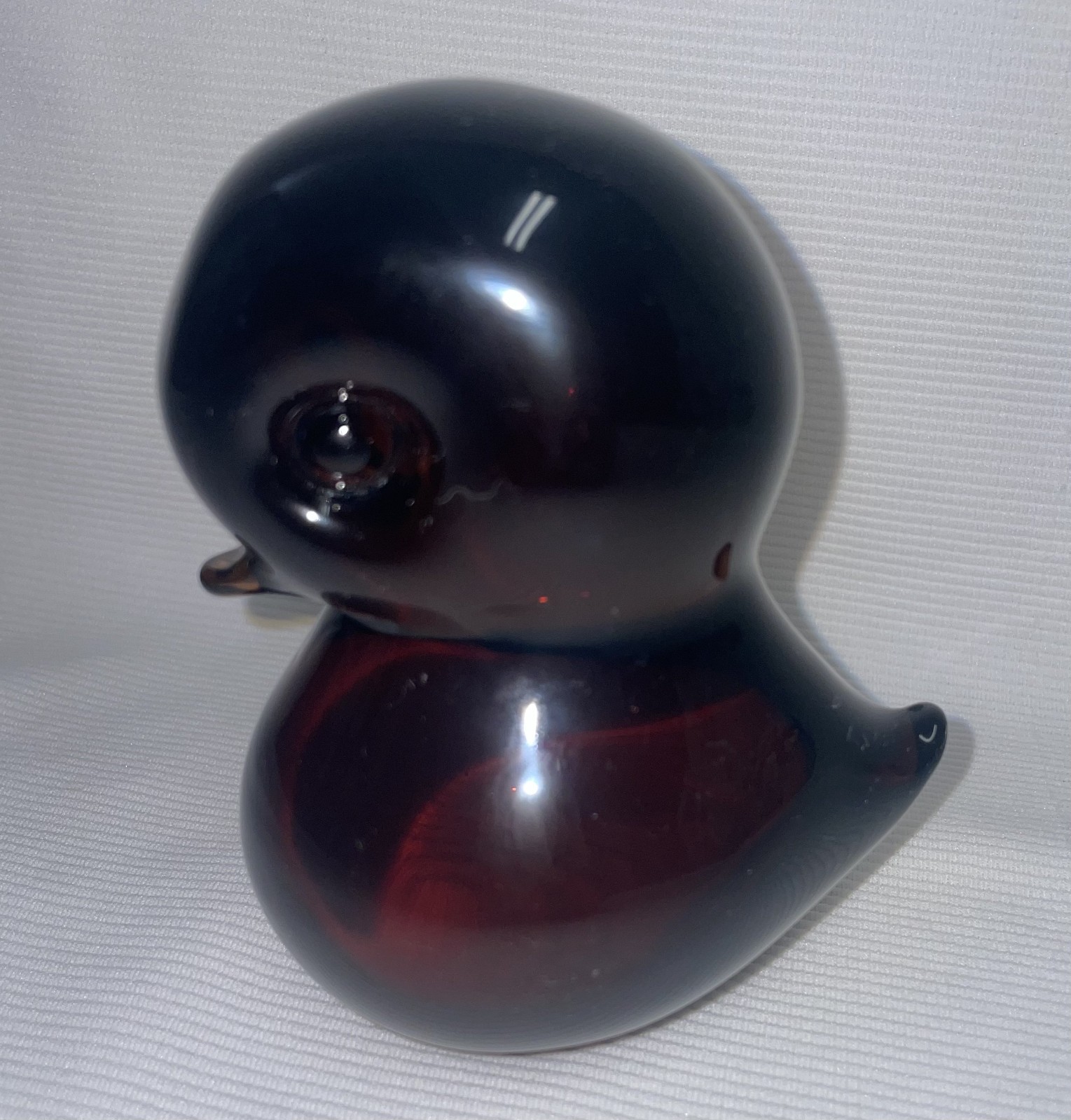 Amber Glass Bird Heavy Paper Weight 4 1/2 In