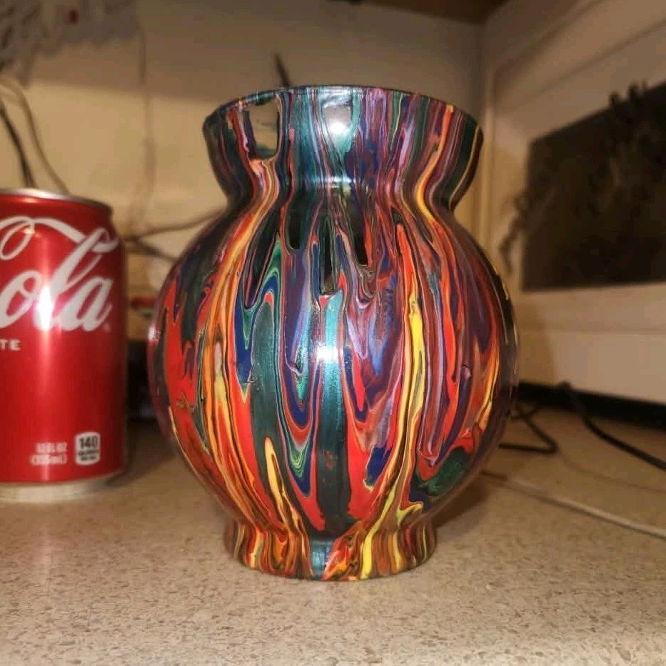 Multicolor Abstract Swirl Glossy Decorative Vase Artistic Design