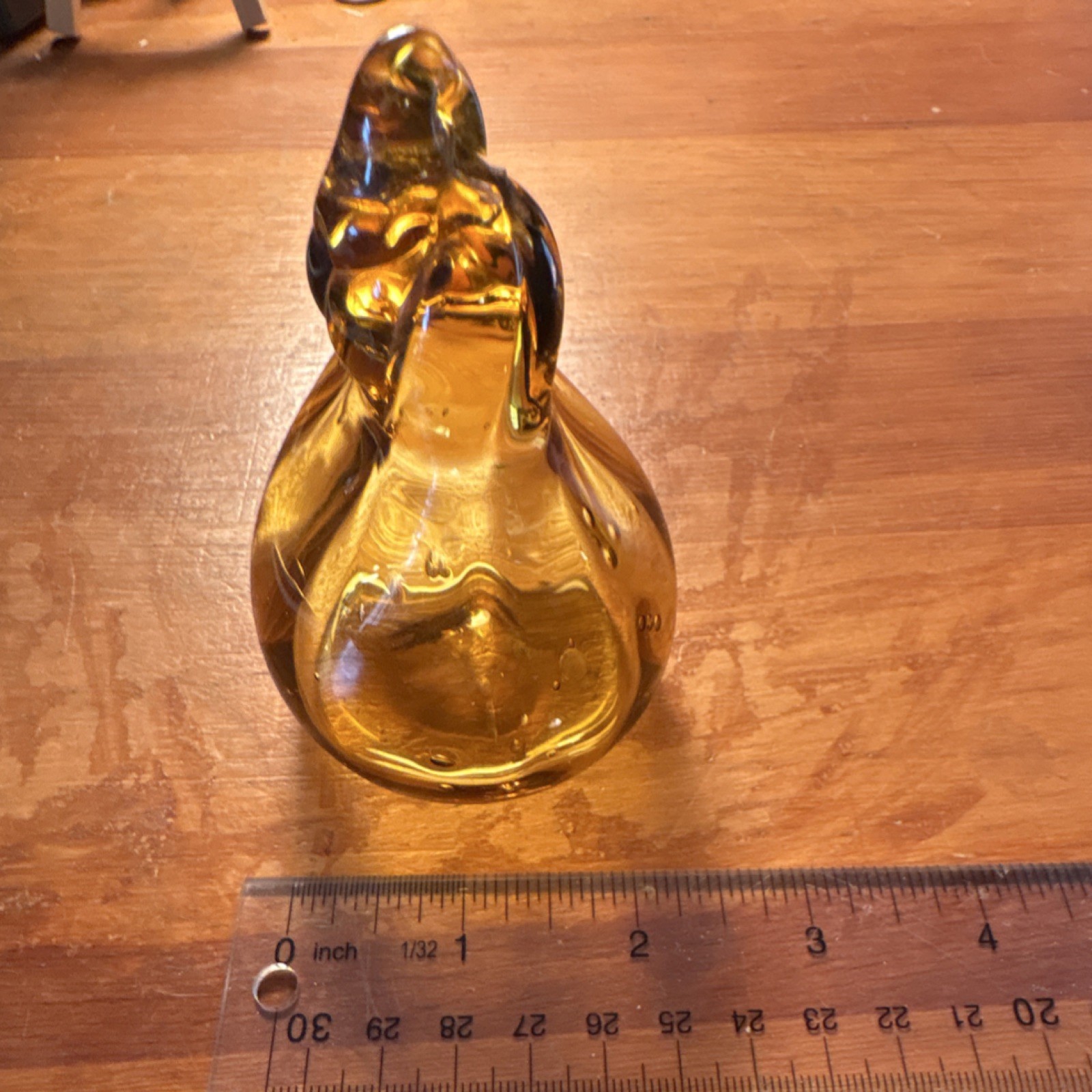 Amber Art Glass Hand Blown Glass Figurine Glossy Finish 4.5″ Decorative