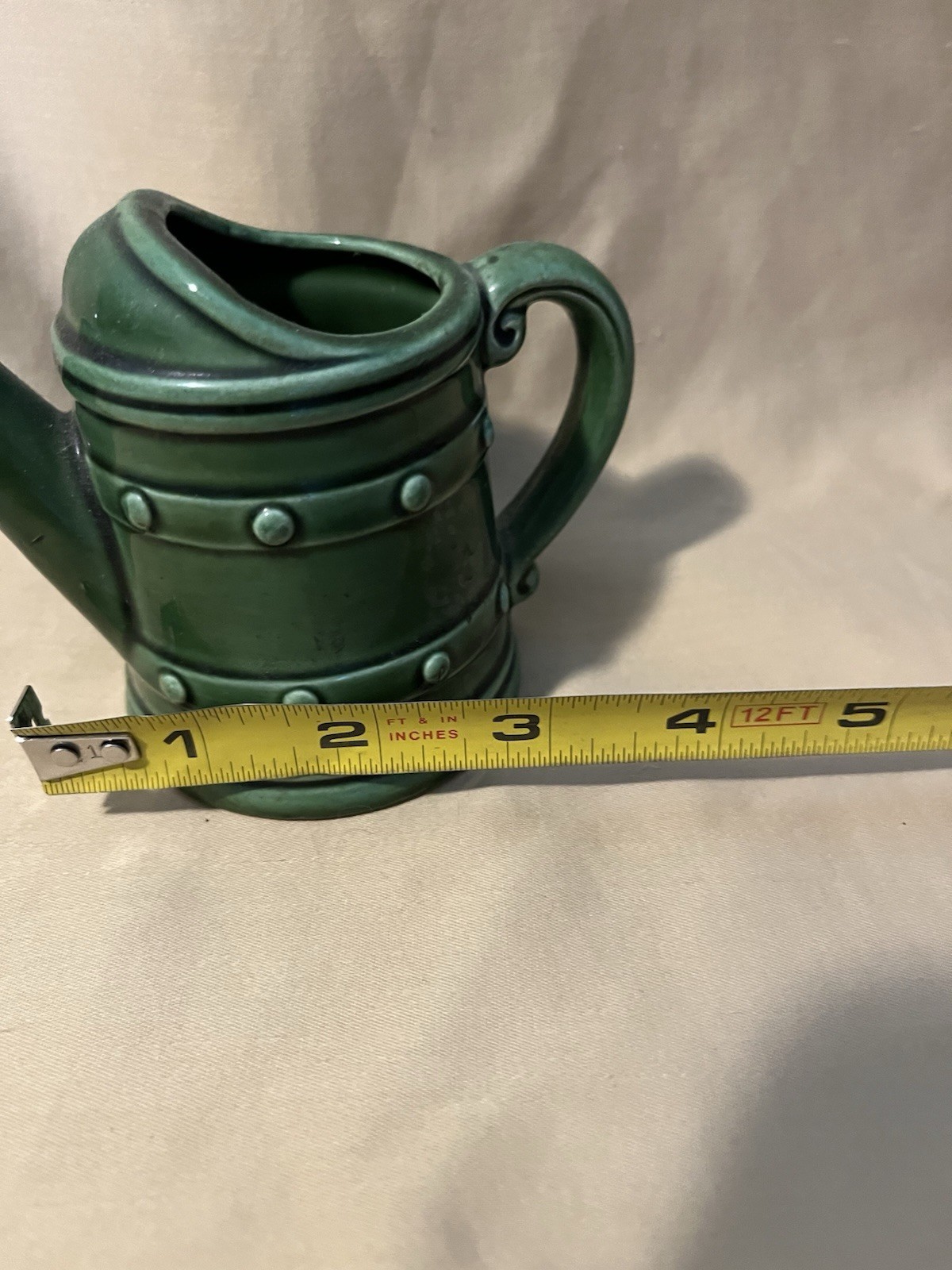 Vintage Miniature Small Green Pottery Watering Container