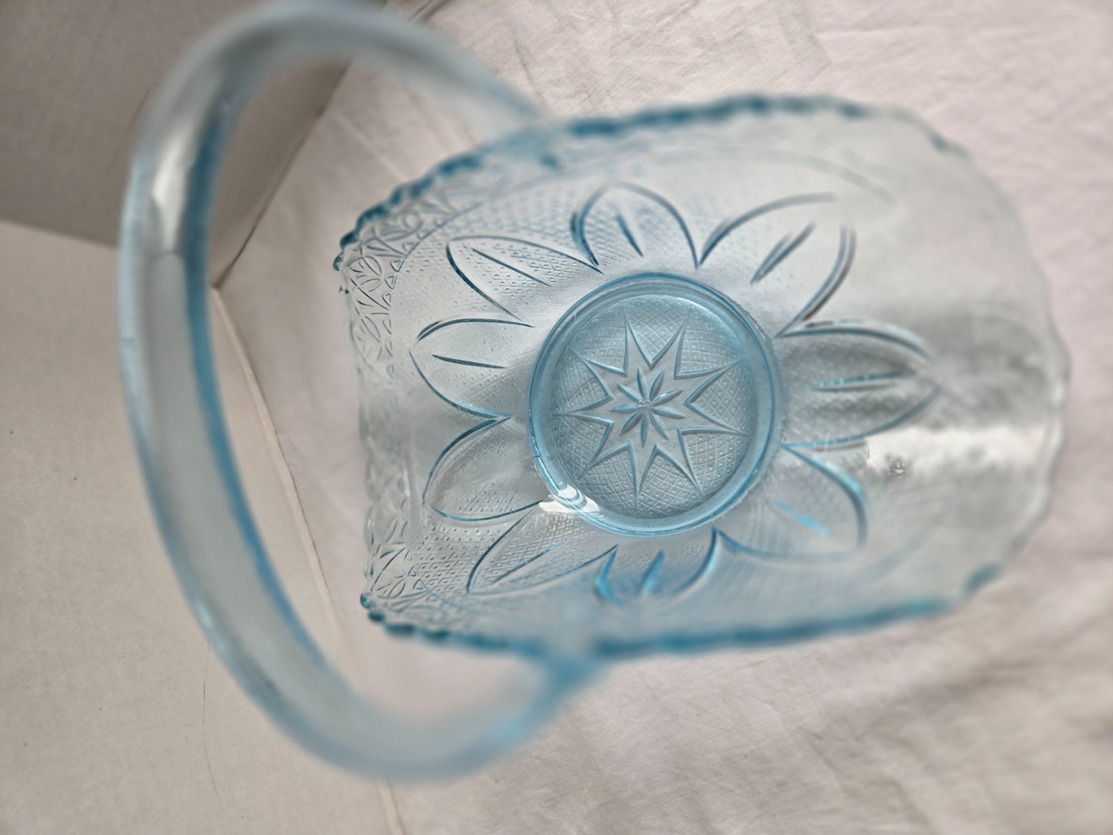 Princess House, Blue Glass Basket, Flower Basket 8 Inch Tall # I