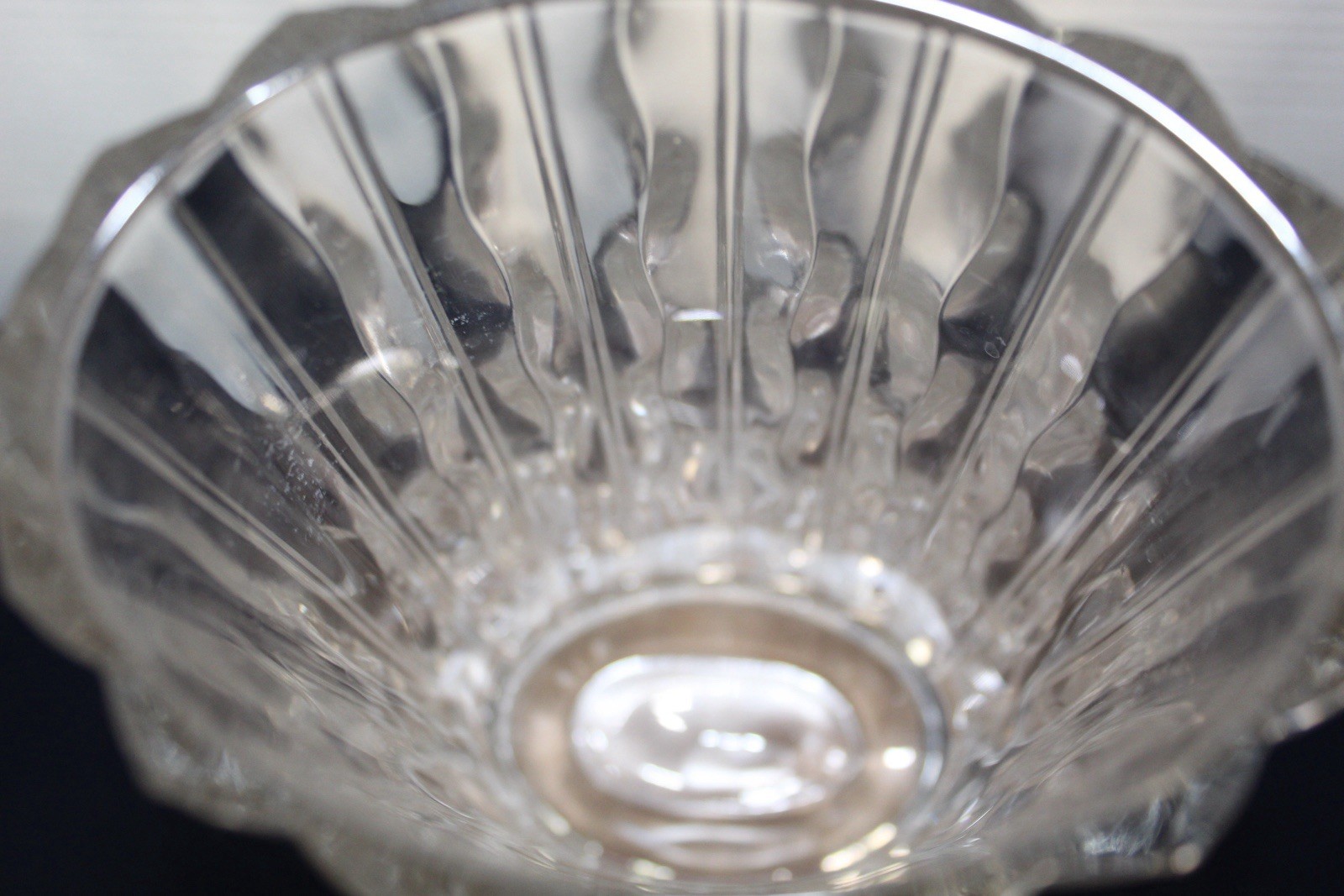 Vintage Crystal oval Wavy Ribbed Ripple vase heavy 8.5 inches Tall