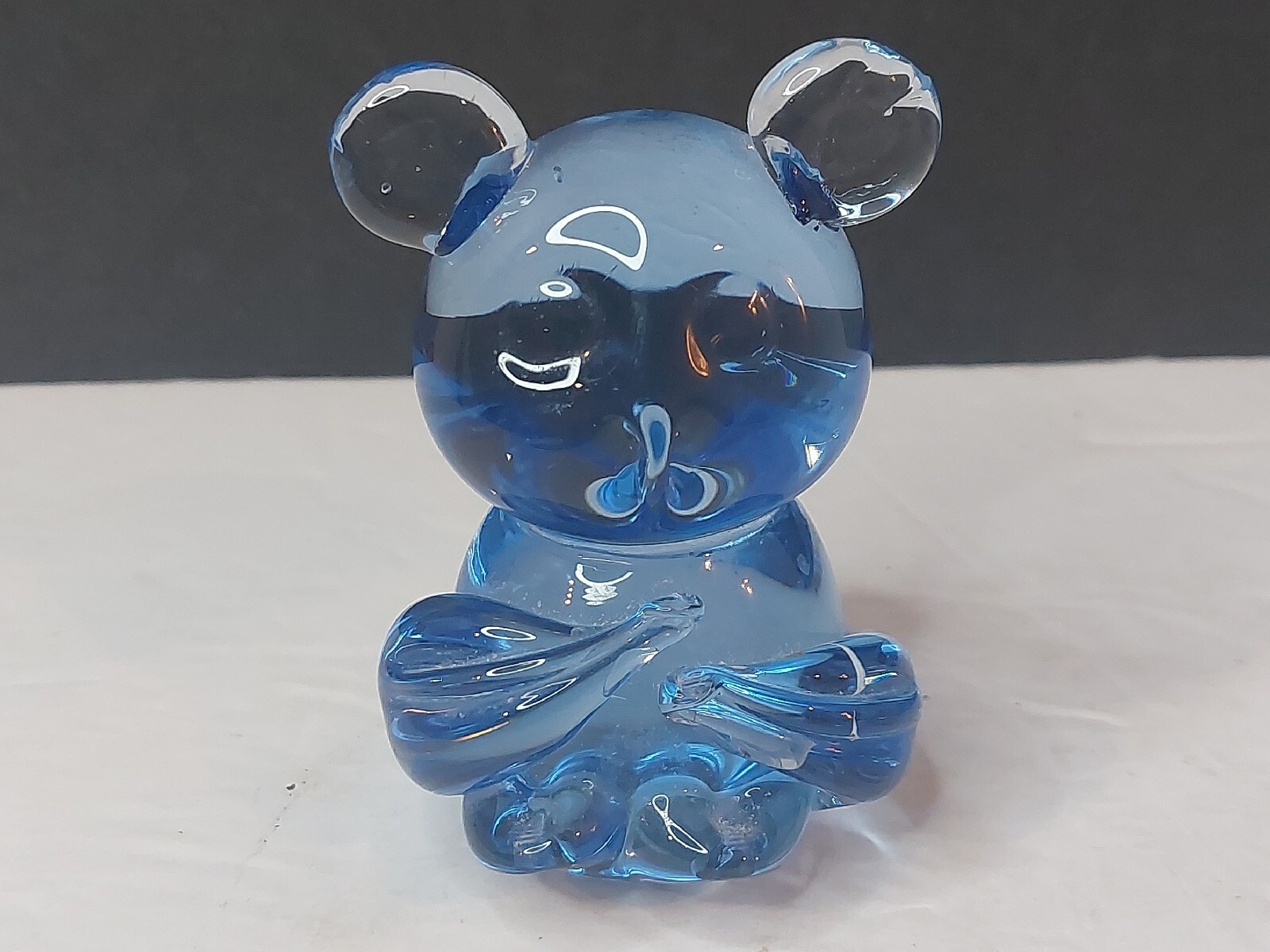 Vtg Panda Handblown Blue Glass United States Commemorative Fine Art Gallery MINT