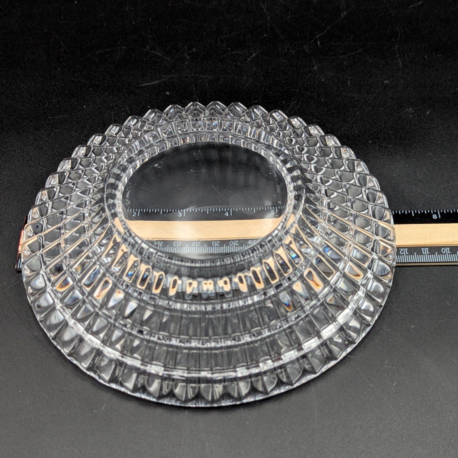 Vintage Mikasa Cut Crystal Diamond Fire Wine Coaster Pillar Candle Holder 7″ D