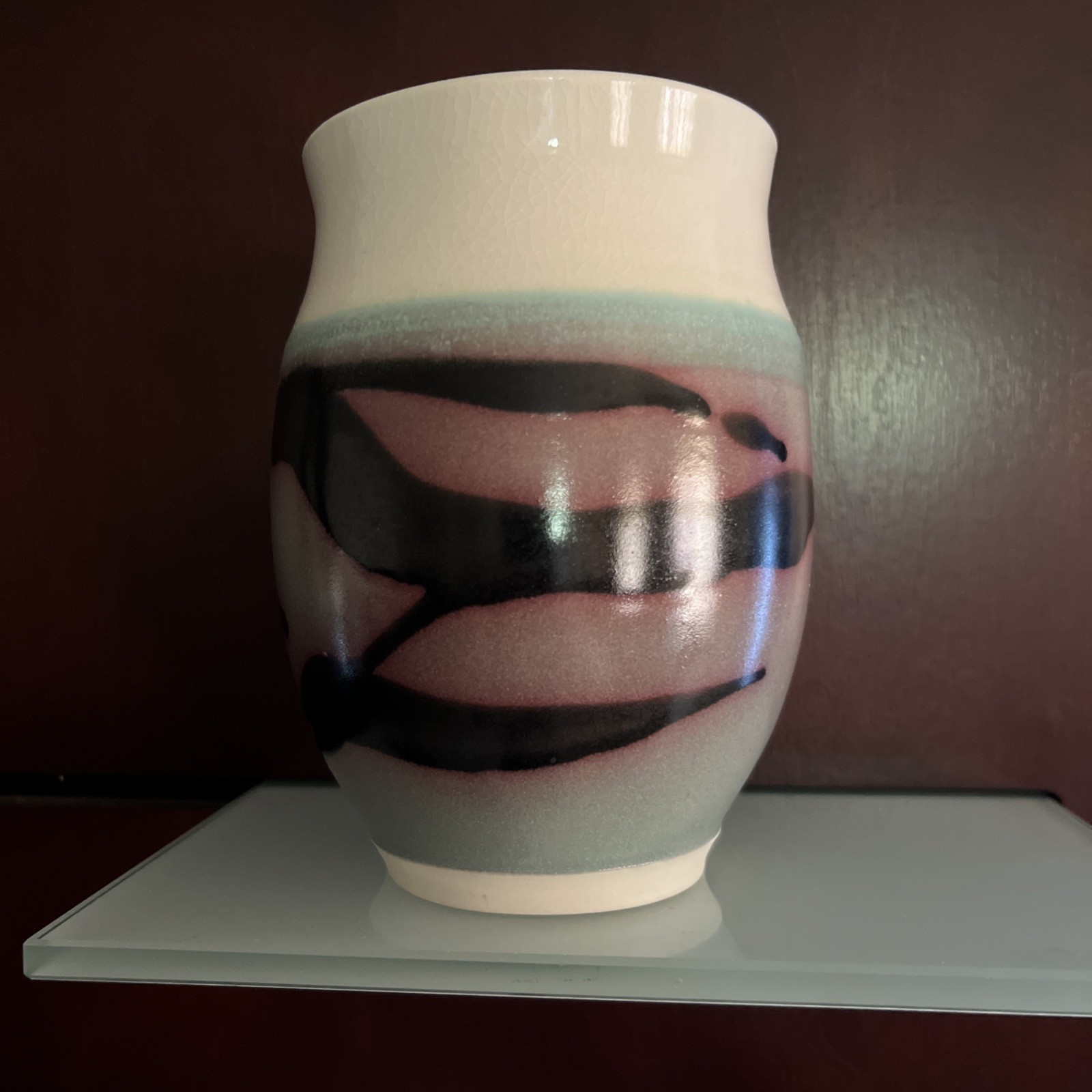 Rare Deborah Shapiro Signed Flower Vase Abstract Multi Color 6.25”