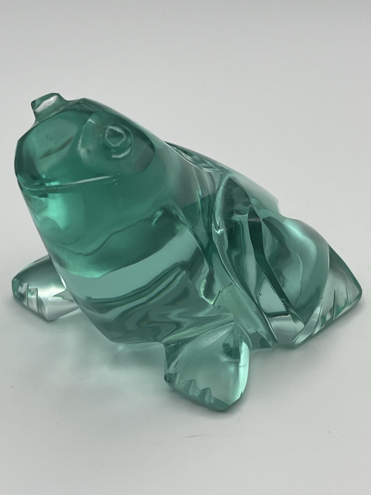 Glass Paper Weight, Frog Shaped Light Green