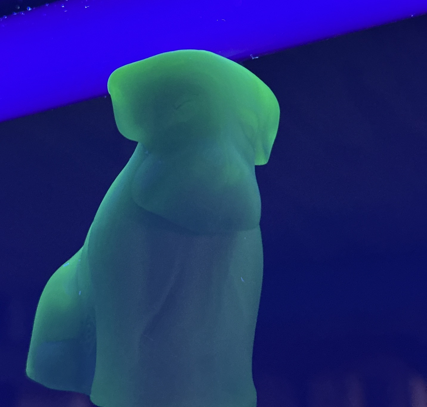 Vintage Degenhart Glass Pooch Dog Figurine Green Iridium