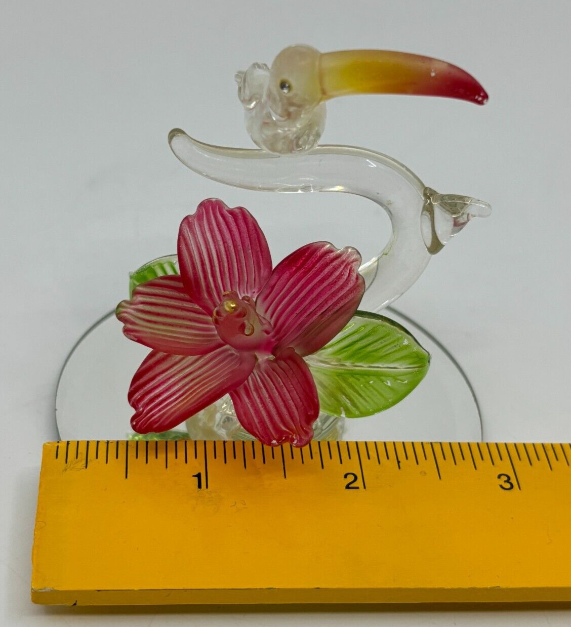 Lot of 3 Miniature Spun Glass Bird Animal Figurines Swans Toucan Doves