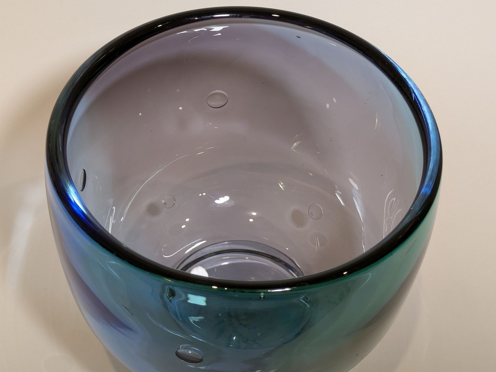 Signed Ole & Marie Hoglund Purple & Green Glass Bowl — NZ Studio Glass Artists