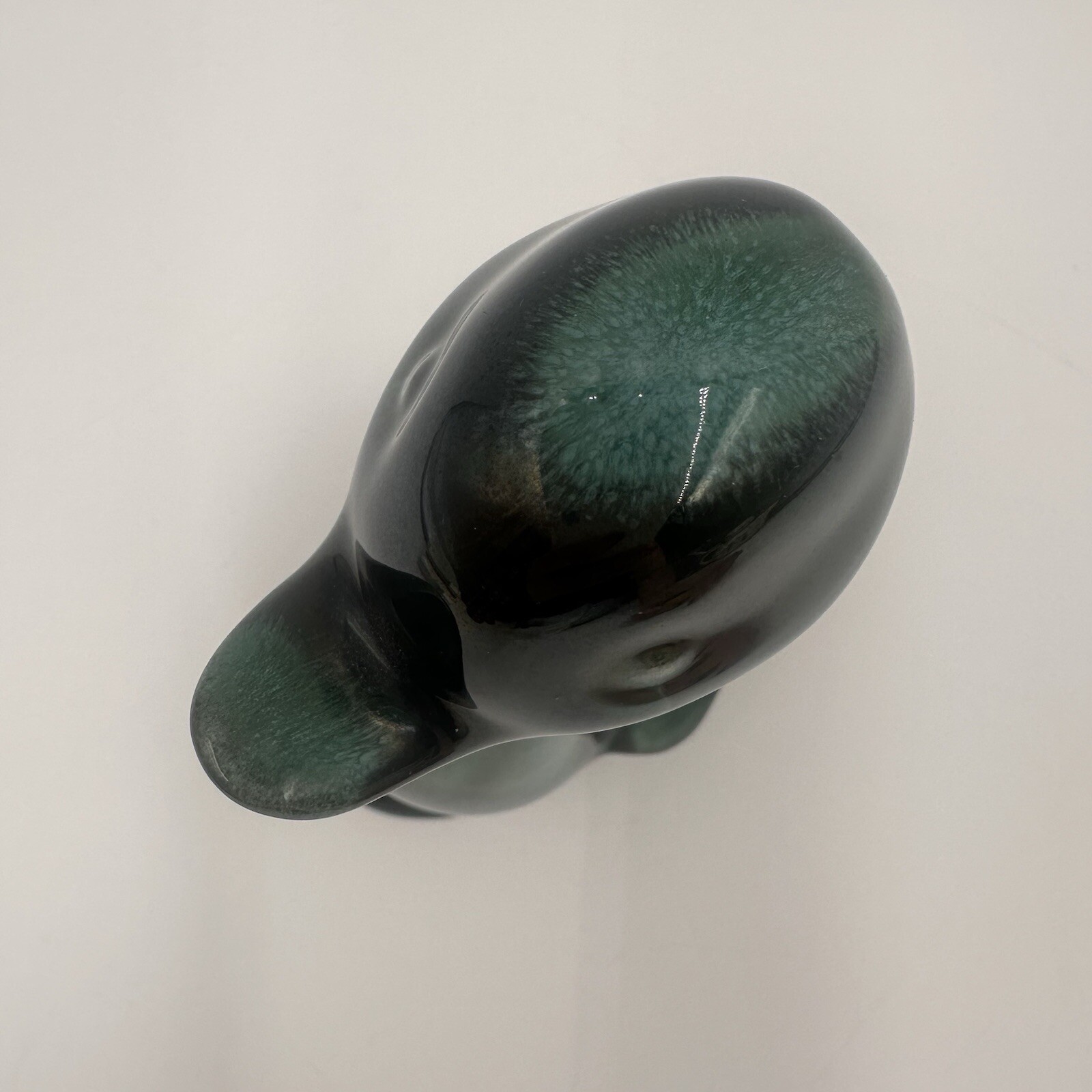 Vintage Blue Mountain Pottery Baby Duck Glazed Green & Black w/Felt Bottom