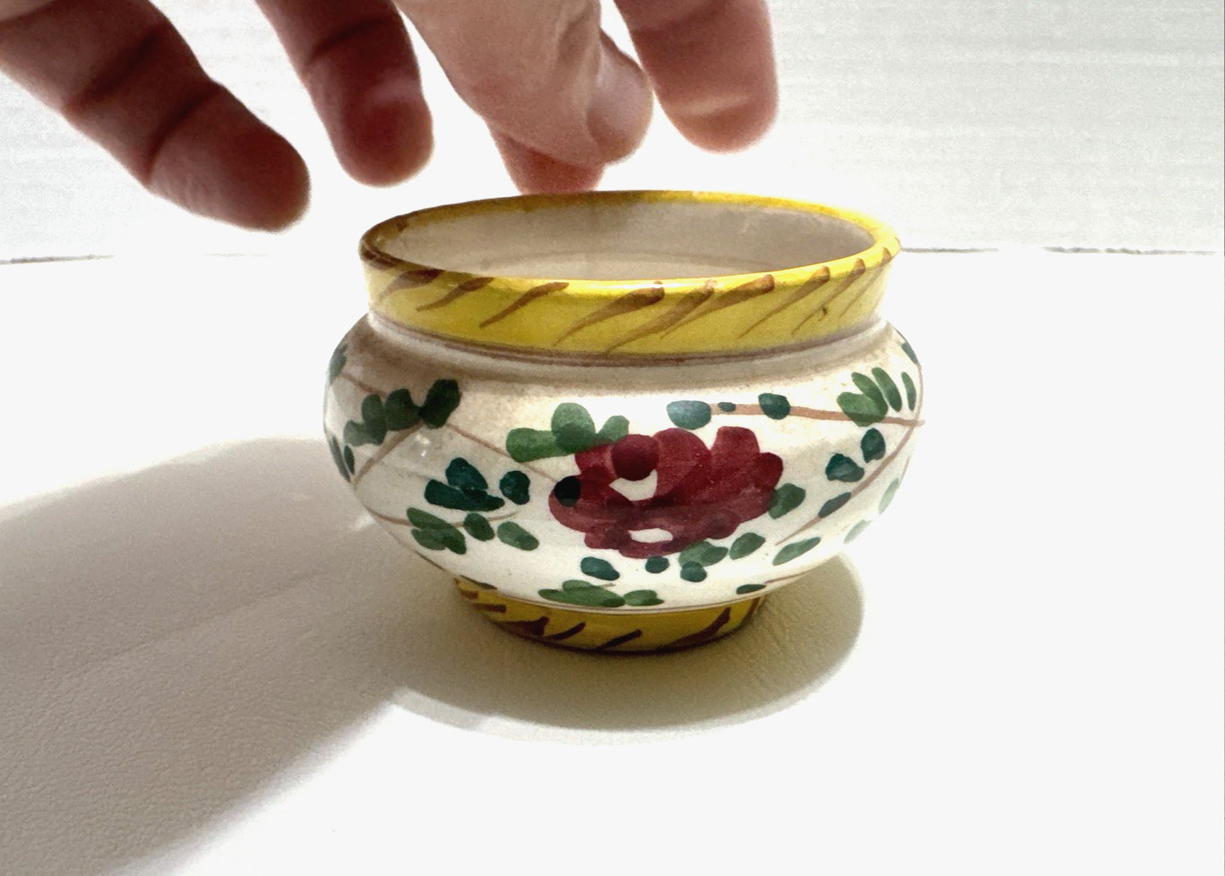 Hand Painted Small Planter/ Trinket Pottery Dish Made In Italy 2.25” X 2”