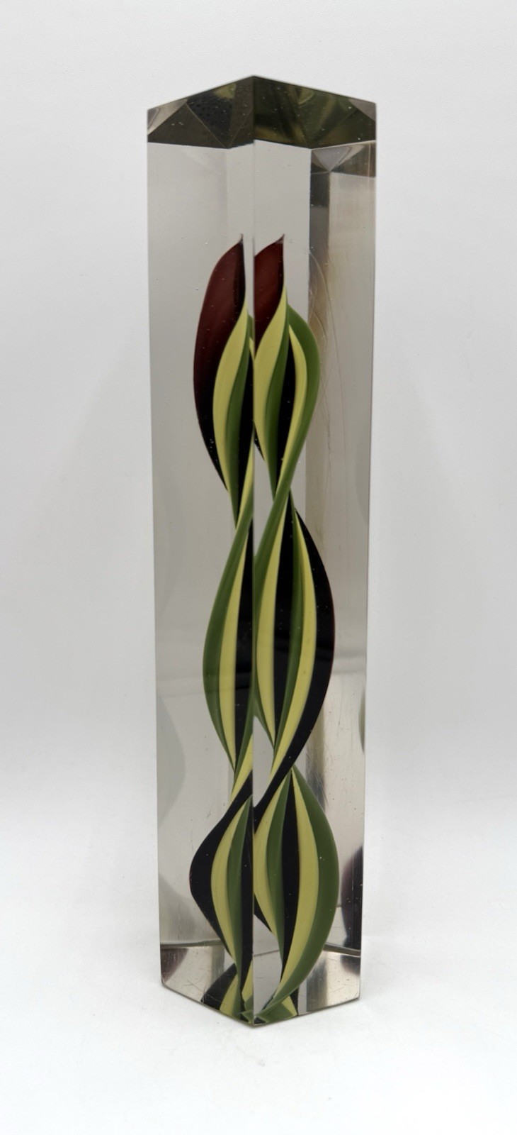 Fulvio Bianconi Hexagon Shaped 12″ Tall Obelisk W/ Internal Twisted Canes