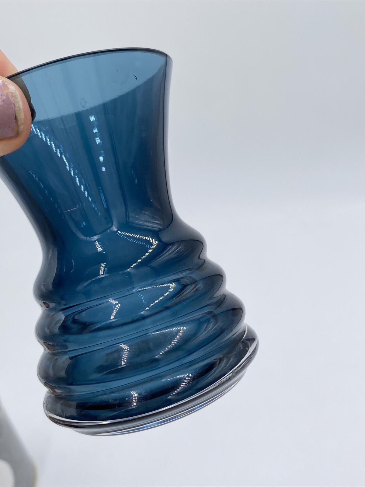 Dartington Sapphire Blue Crystal Vase Wibble Handmade England Mini Gems 3.5″ Art
