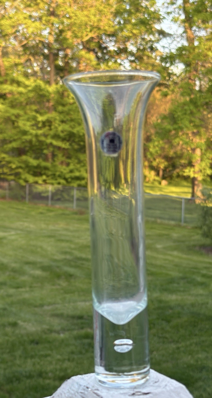 Crown Corning Clear Glass 8.25” Bubble Flute Vase Made in Australia