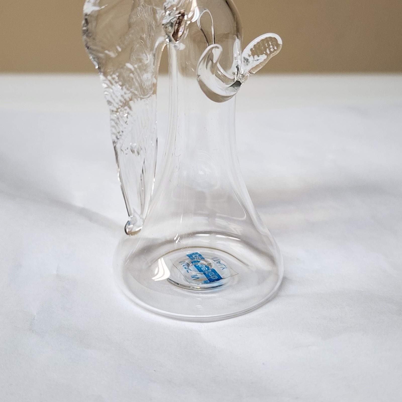 Vintage 4″ Hand Blown Art Glass Parise Vetro Italy Clear Glass Angel Ornament