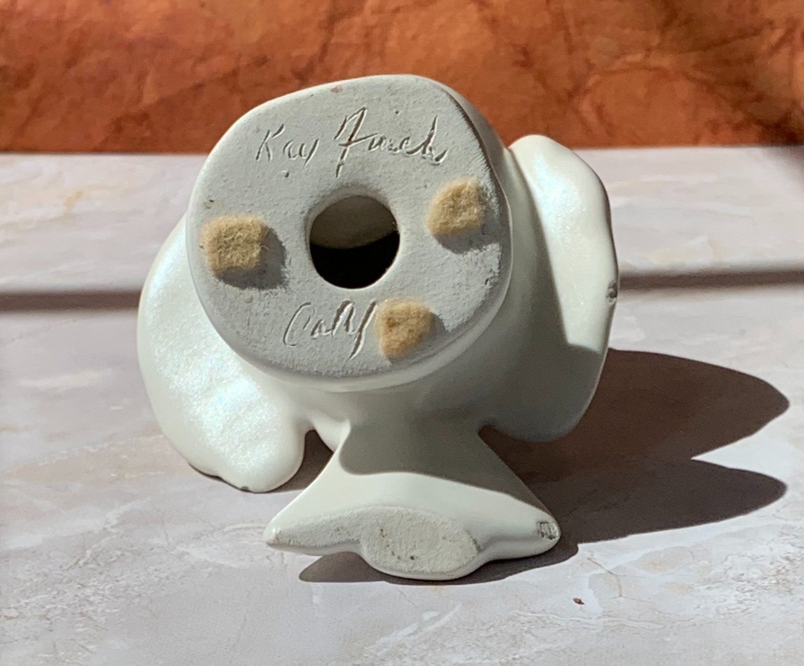 Vintage Kay Finch Pottery – White Baby Love Bird Animal Figurine, signed