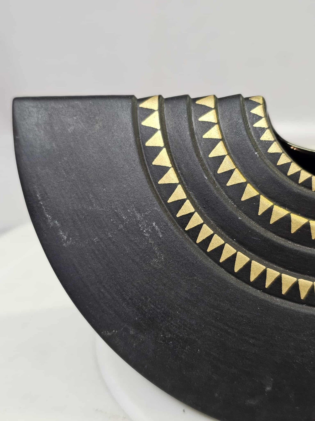 Rosenthal Black Gold Vase Ambrogio Pozzi Totem Porcelain Noire Germany Half Moon