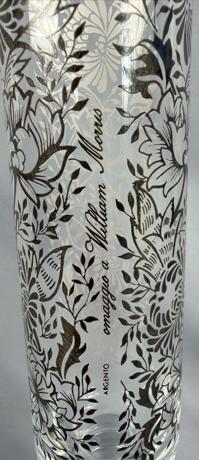 Egizia Argento Omaggio A William Morris Floral Glass Vase 10 1/4” Made In Italy