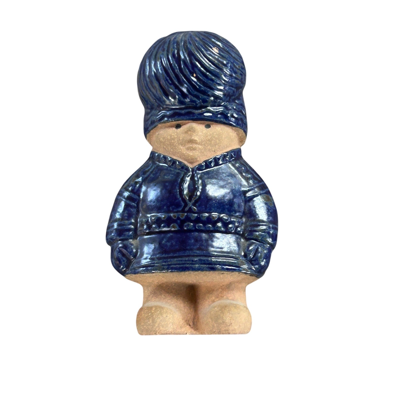 Lisa Larsen for Gustavsberg Skansen Series Stoneware Figurine Blue Sami Child