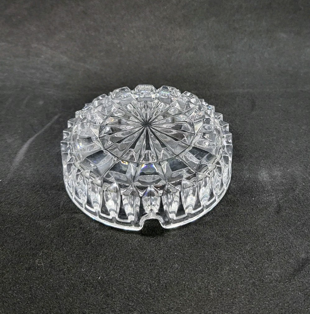 Vintage Round European Hand Cut Lead Crystal Ashtray West Germany-Excellent!