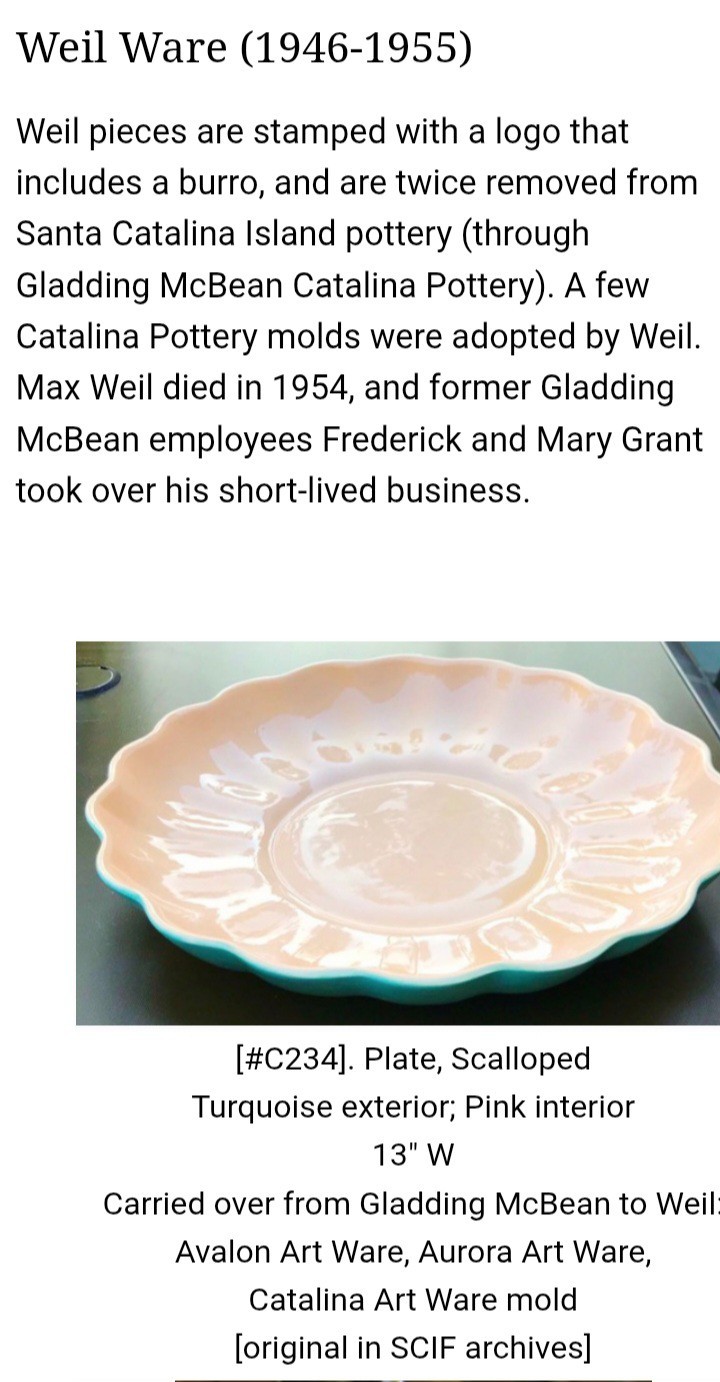 😯 “Rare” WEIL WARE Green & Pink Ceramic Vase, Gladding McBean CATALINA Mold 10″