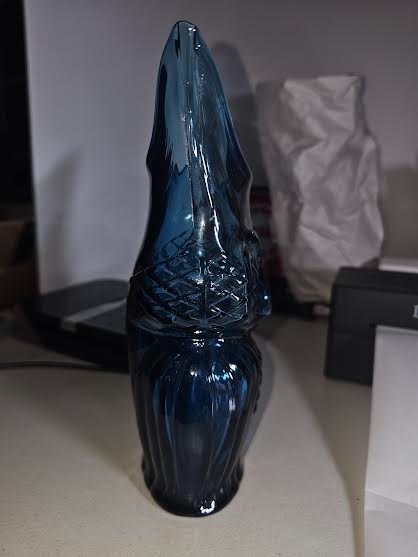 Vintage Viking Glass Owl Vase-Rare Blue Color