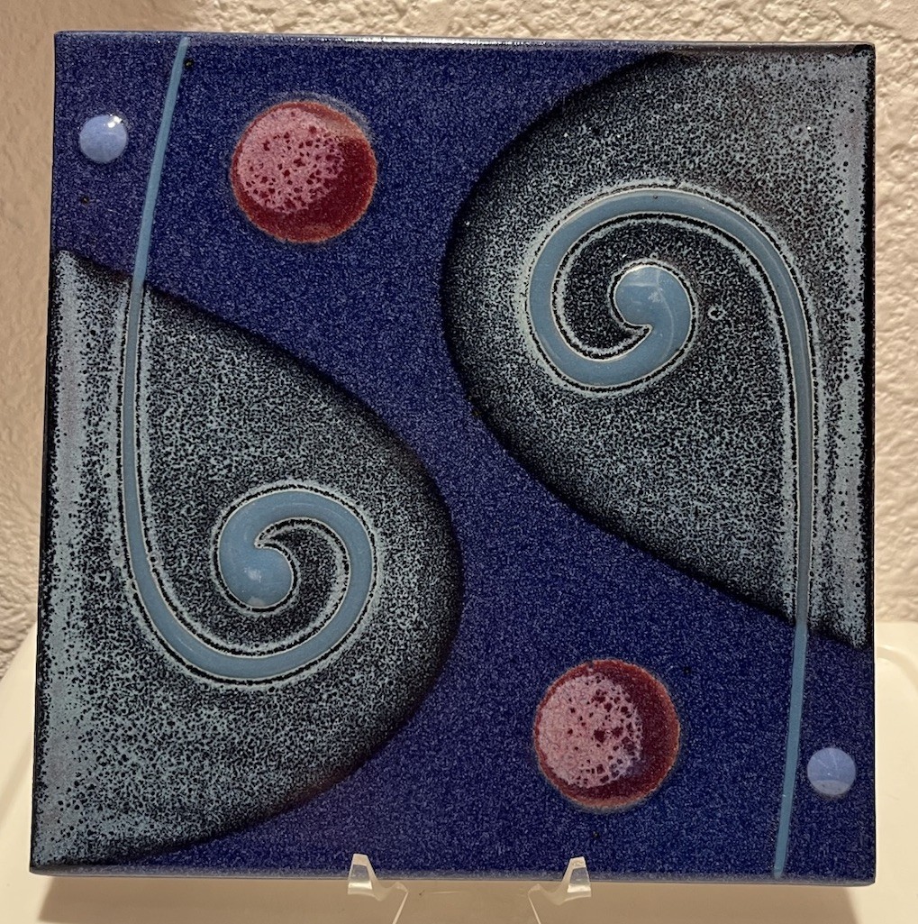 Designer GALAXY ART TILE Raised Relief 7.75” Square Weighs 1 lb 14 oz Cobalt+2