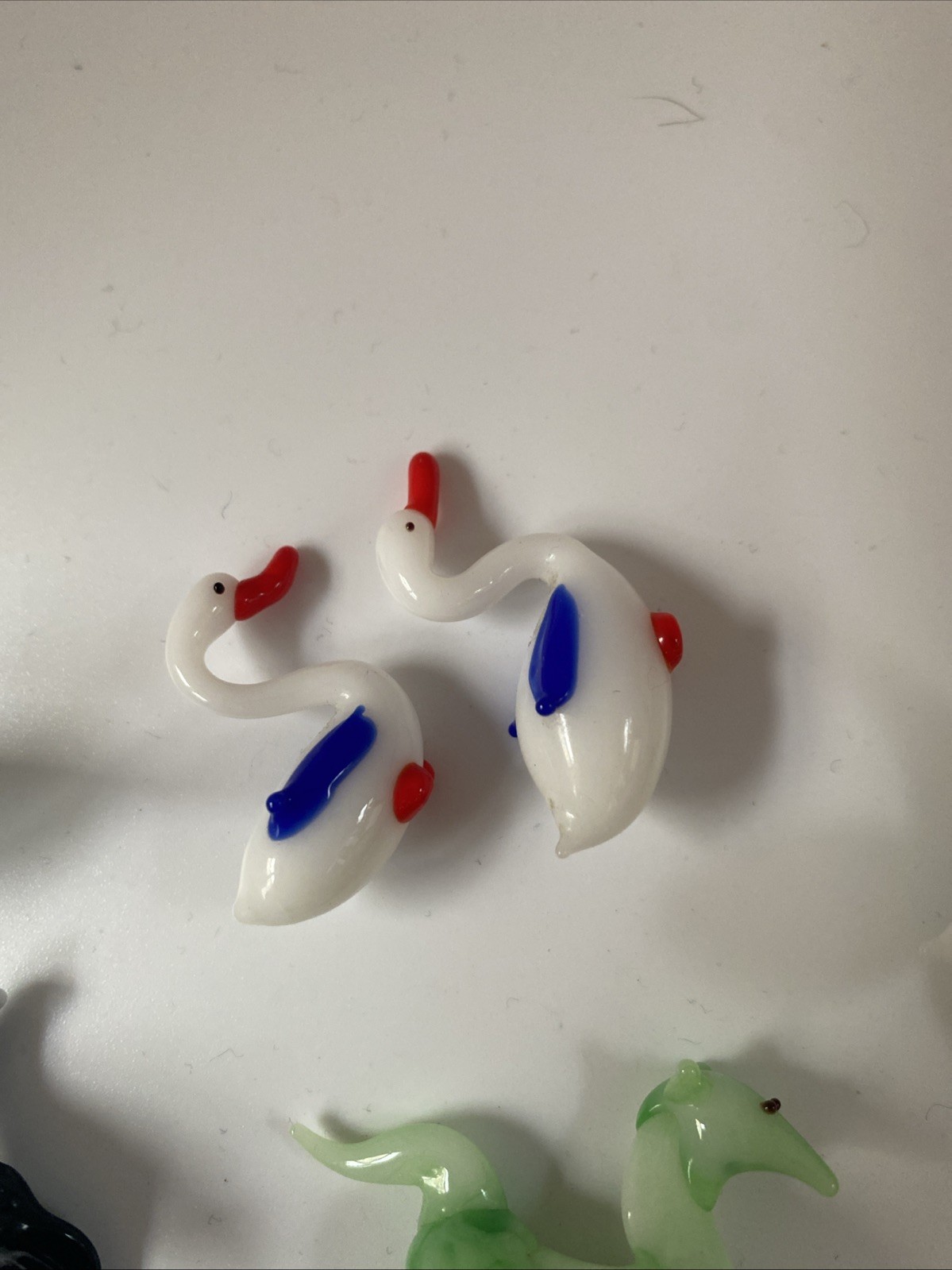 7 Vintage Miniature Hand Blown Art Glass Animals Nice Colors