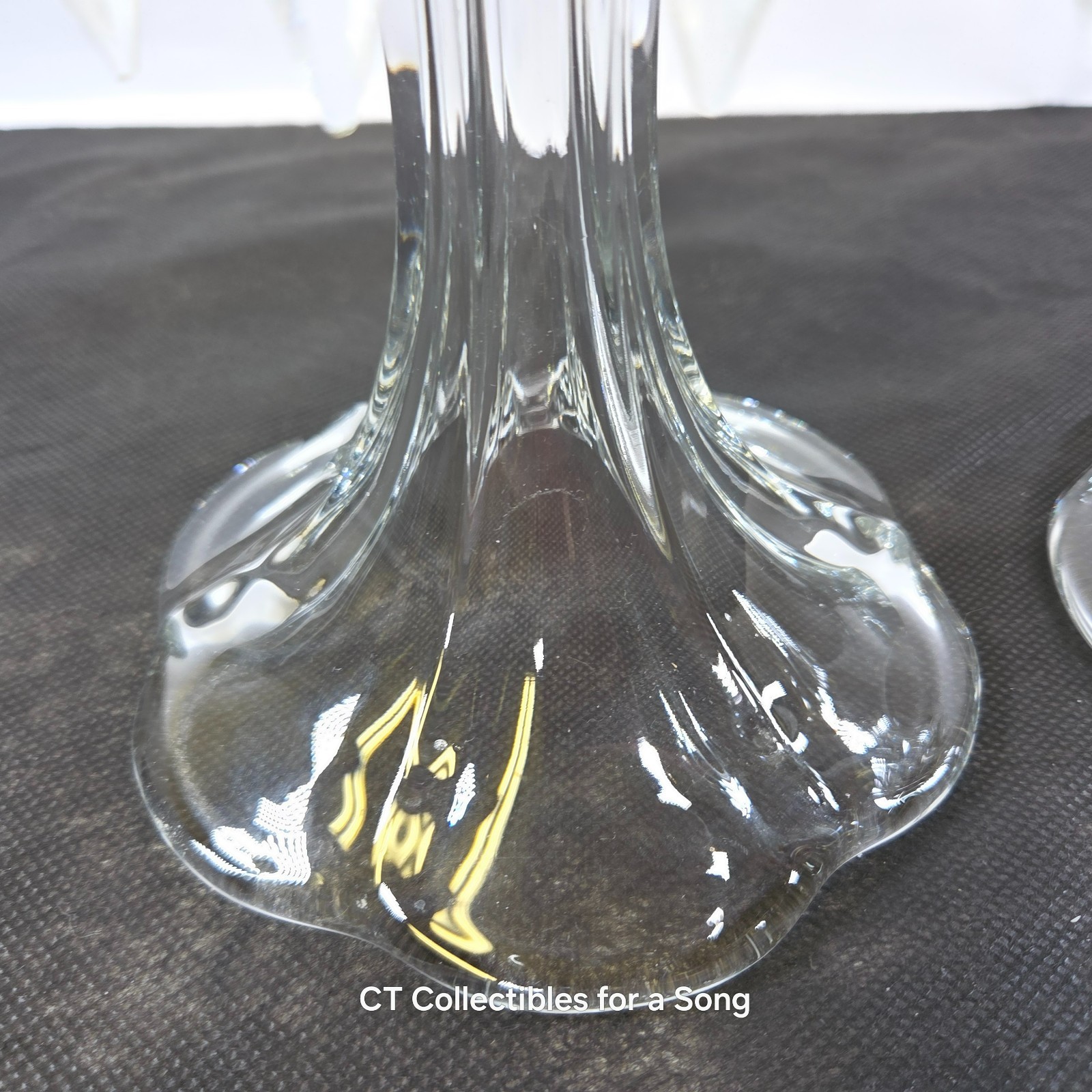 VTG Set 2 Crystal Glass Luster Prism Girandole Candle Sticks Holders 11 1/4″ H