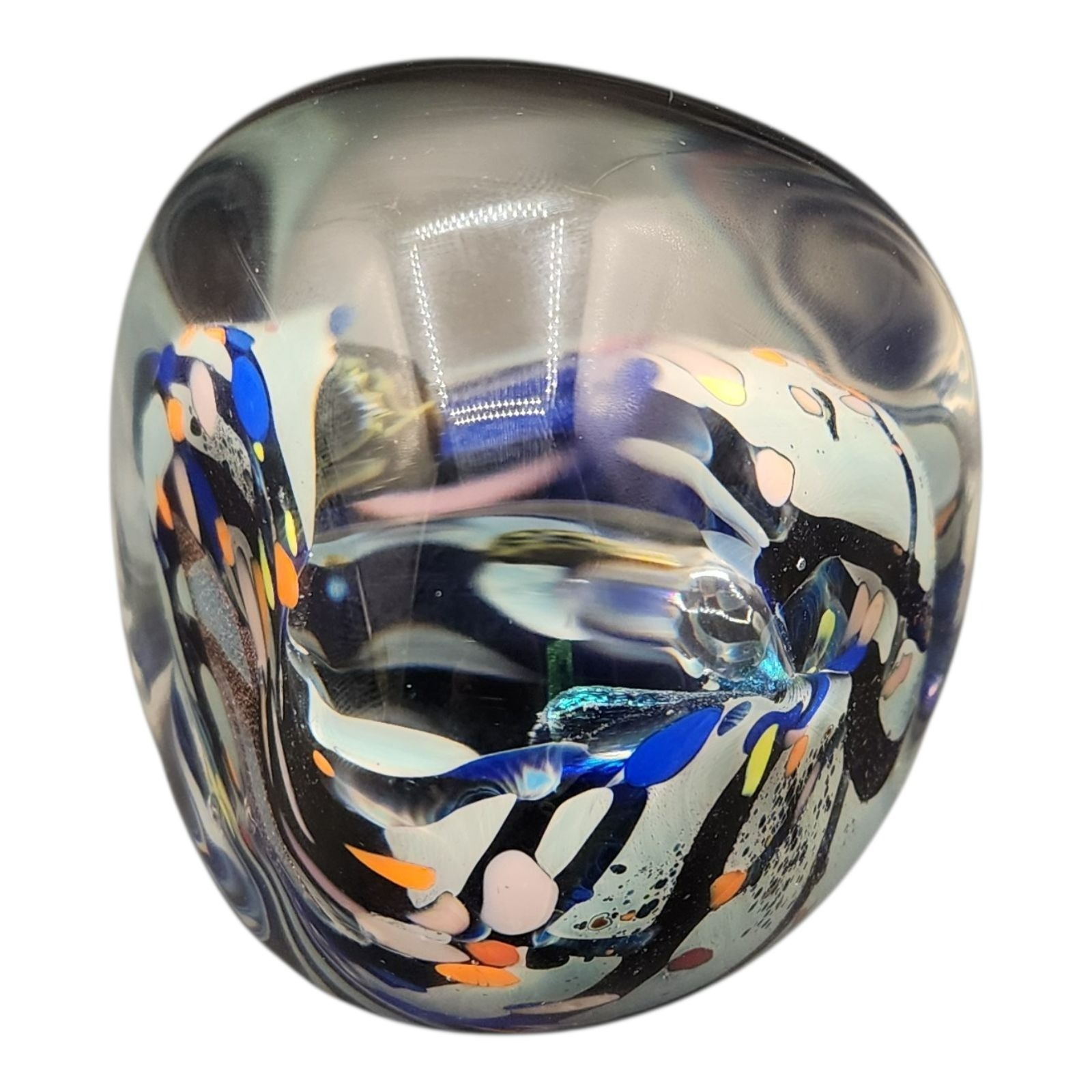Rolling Karg Dichroic Freeform Paperweight 1#8oz Handblown Glass Signed READ