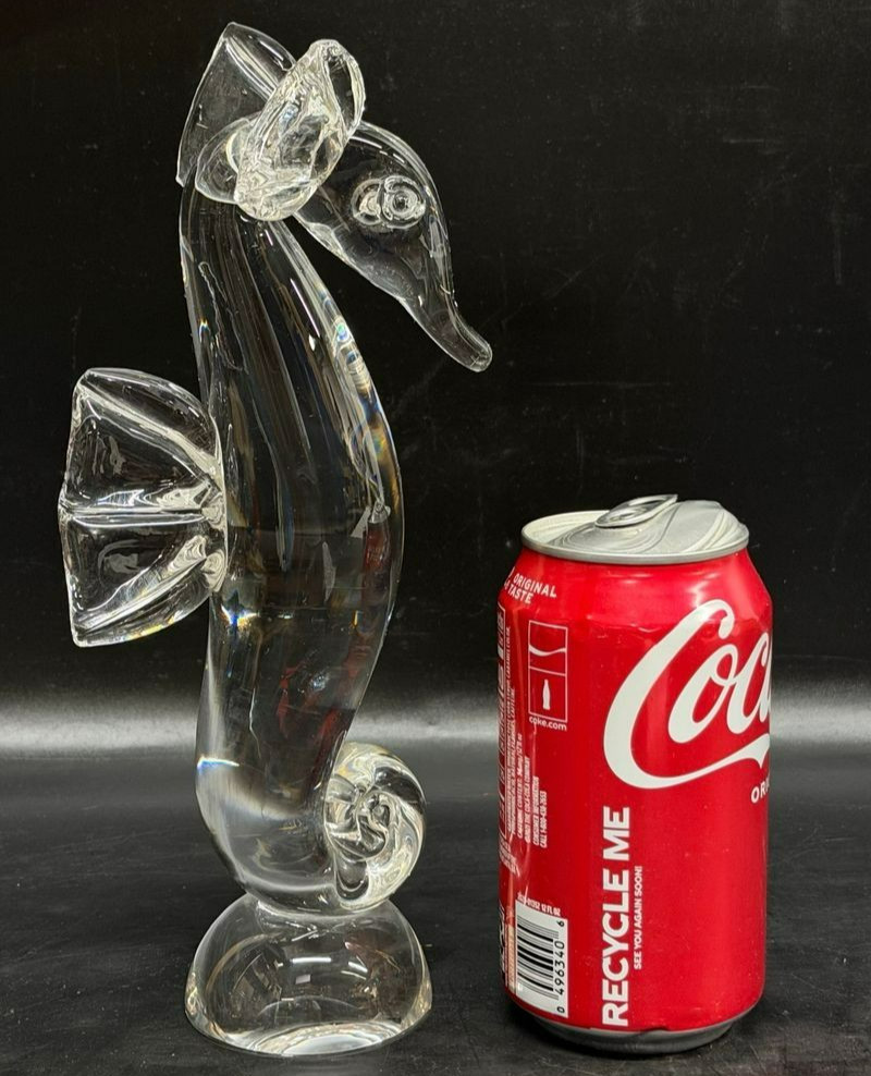 Rare!! STEUBEN Crystal Seahorse by Lloyd Atkins Model #8108 MCM C. 1961-Signed