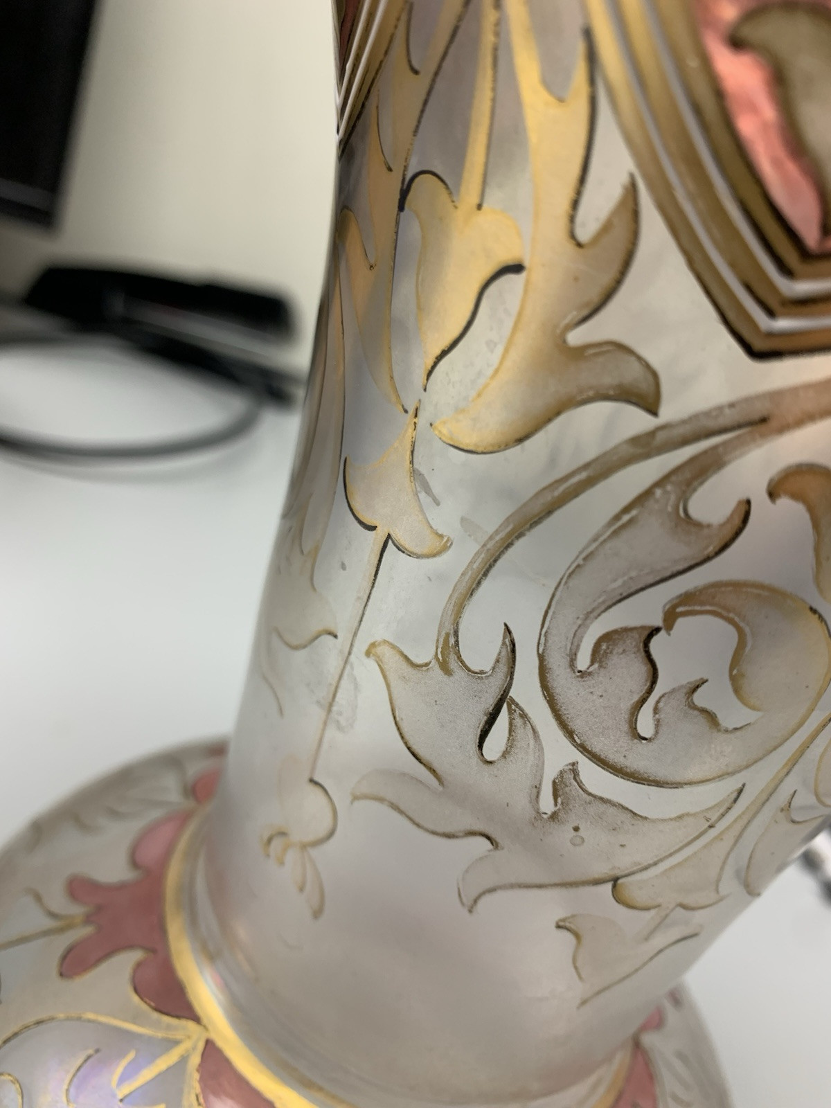 FRITZ HECKERT ART NOUVEAU GLASS VASE Marked “FH. 490/10. 1189.”