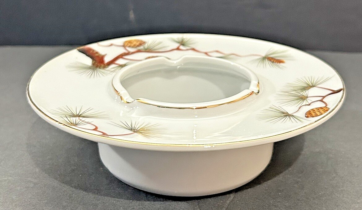 VINTAGE FUJII CHINA Large Round Bowl Ashtray in Pine Cone Pattern
